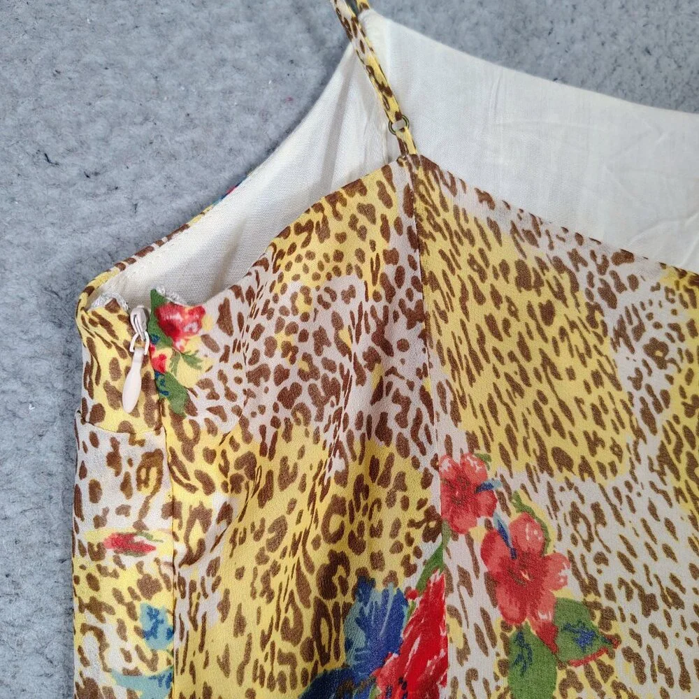Urban Outfitters Maxi Dress Womens Small Yellow Multi Floral & Leopard Print NWT - Picture 6 of 14